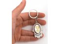 Silver Hamsa Key Ring, Swivel Center - Gold Jerusalem Images and Menorah