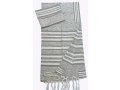 Silver and Gray Striped Silk Handwoven Prayer Shawl Set - Gabrieli