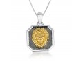 Sterling Silver Necklace with Pendant, Gold Plated Head of Lion of Judah