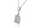 Sterling Silver Pendant Necklace - Image of Tablets with Ten Commandments