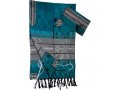 Teal Silk Handwoven Tallit Prayer Shawl Set Blue and Silver Stripes - Gabrieli