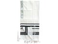 Traditional Wool Prayer Shawl with Black and Silver Stripes - Talitania