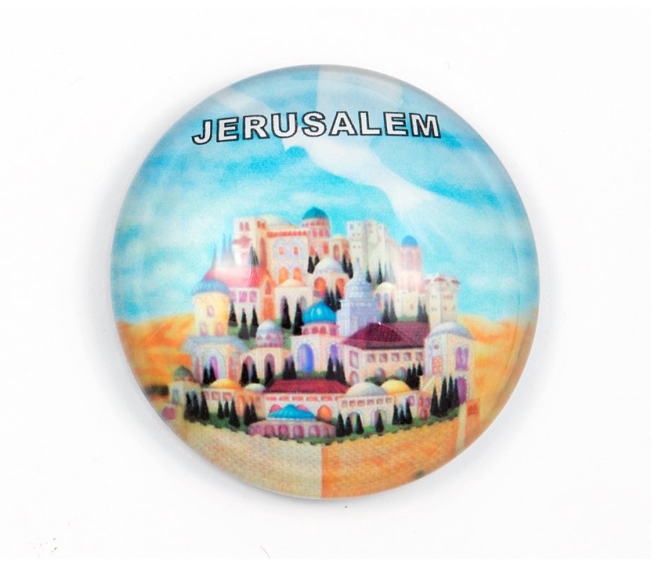 View of Jerusalem - Rounded Glass Magnet
