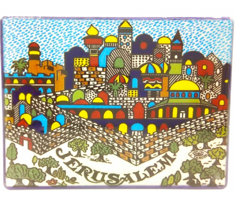 View of Jerusalem in Armenian Art Style - Ceramic Magnet