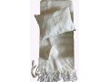 White Wool Handwoven Prayer Shawl Set with Gold Stripes - Gabrieli