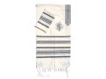 White with Black Stripes Handwoven Wool Prayer Shawl Tallit Set - Gabrieli