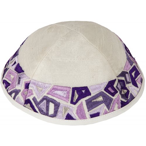 Yair Emanuel Prayer Shawl Set with Purple Mosaic Design