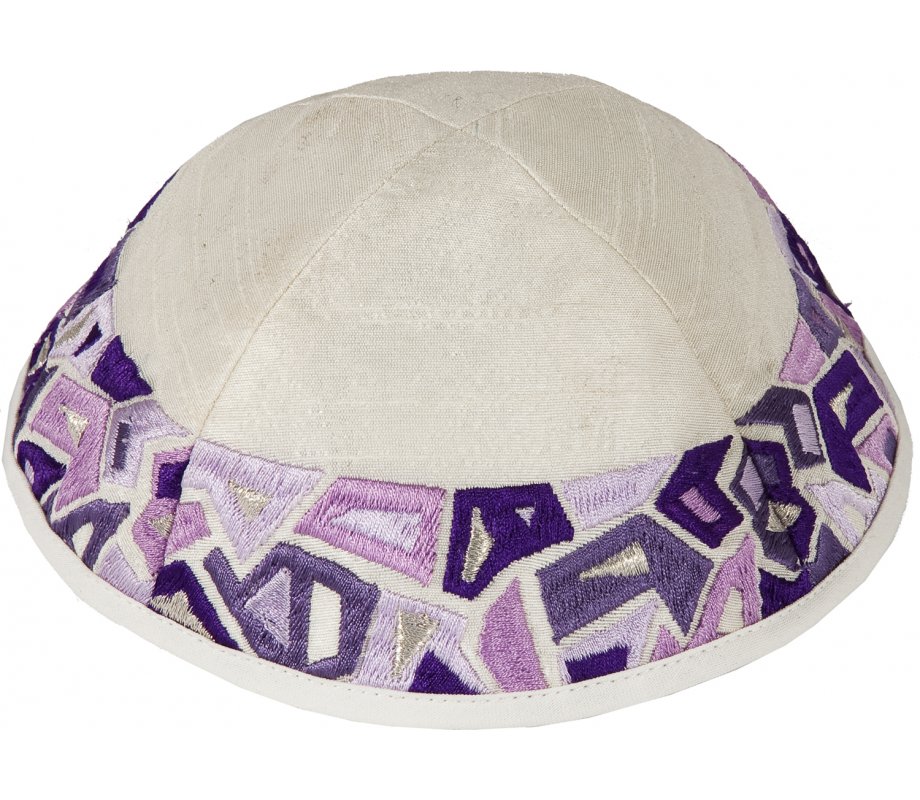 Yair Emanuel Prayer Shawl Set with Purple Mosaic Design