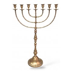 Antique Finish Extra Large Seven Branch Menorah on Stem - 32