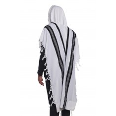 Black Stripe Turkish Style Wool Tallit Non Slip Prayer Shawl with Lining