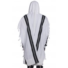 Black with Herringbone Stripe Shabbat Wool Tallit Non Slip Prayer Shawl