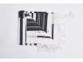 Chabad Wool Non Slip Prayer Shawl - Black Stripes and No Tzitzit in Corners (Default