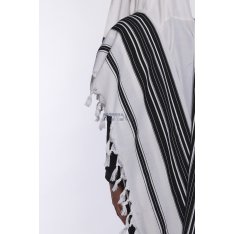 Chabad Wool Non Slip Prayer Shawl - Black Stripes and No Tzitzit in Corners (Default