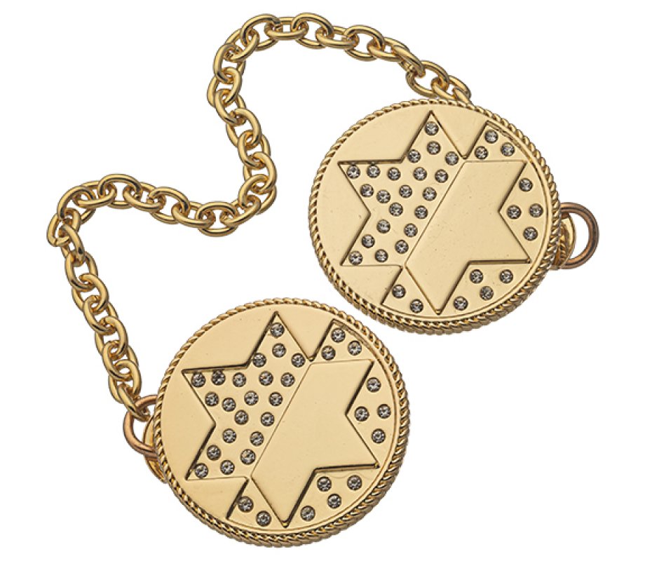 Circular Prayer Shawl Tallit Clips with Star of David - Gold Color