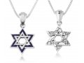 Double Star of David Pendant with Jerusalem Images on Reverse - Sterling Silver