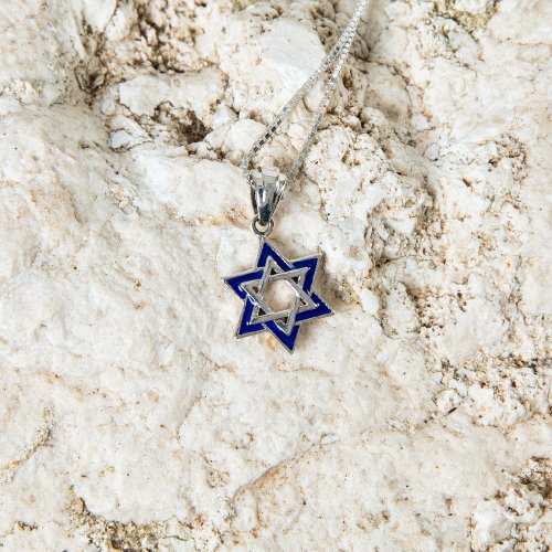 Double Star of David Pendant with Jerusalem Images on Reverse - Sterling Silver