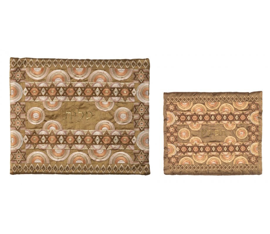 Emanuel Embroidered Prayer Shawl Tallit and Tefillin Bag - Gold Stars of David