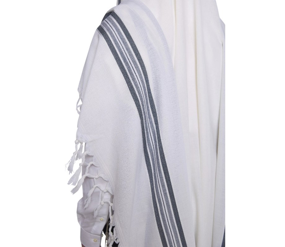 Hallel Non Slip Wool Non Shawl - Blue Stripes