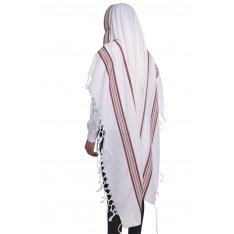 Hallel Non Slip Wool Non Shawl - Bordeaux Stripes