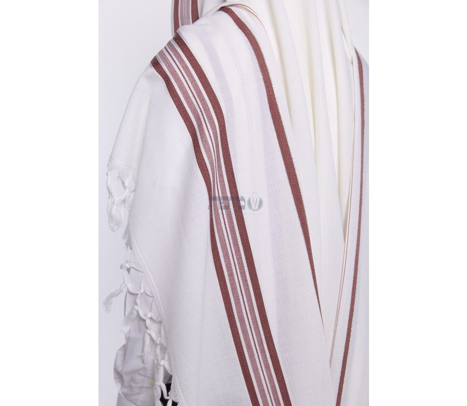 Hallel Non Slip Wool Non Shawl - Bordeaux Stripes