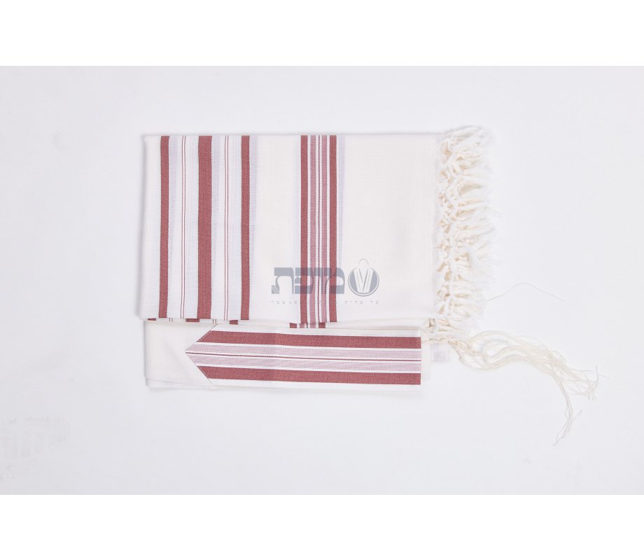 Hallel Non Slip Wool Non Shawl - Bordeaux Stripes