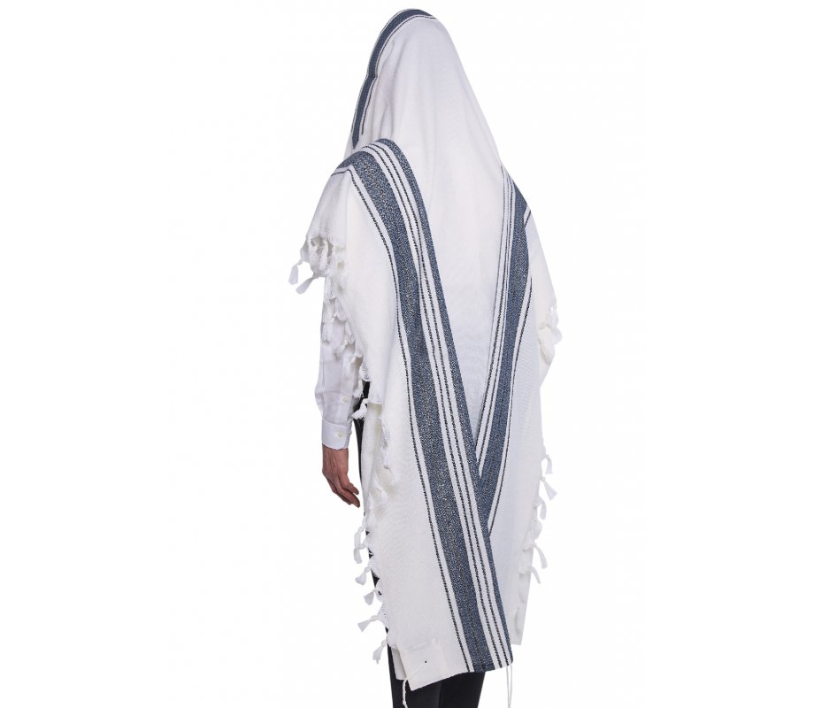 Hallelujah Wool Tallit Non Slip Prayer Shawl - Blue and Black Stripes