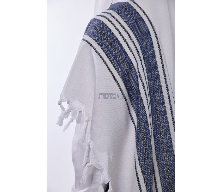 Hallelujah Wool Tallit Non Slip Prayer Shawl - Royal Blue and Black Stripes