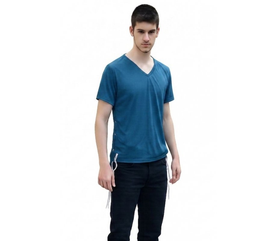 Mens T-Shirt with Attached Kosher Tzitzit - Royal Blue
