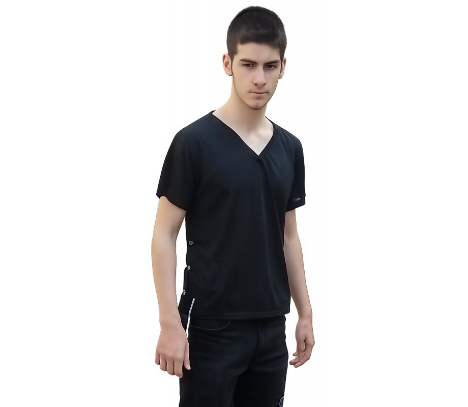 Mens T-shirt with Attached Kosher Tzitzit - Black