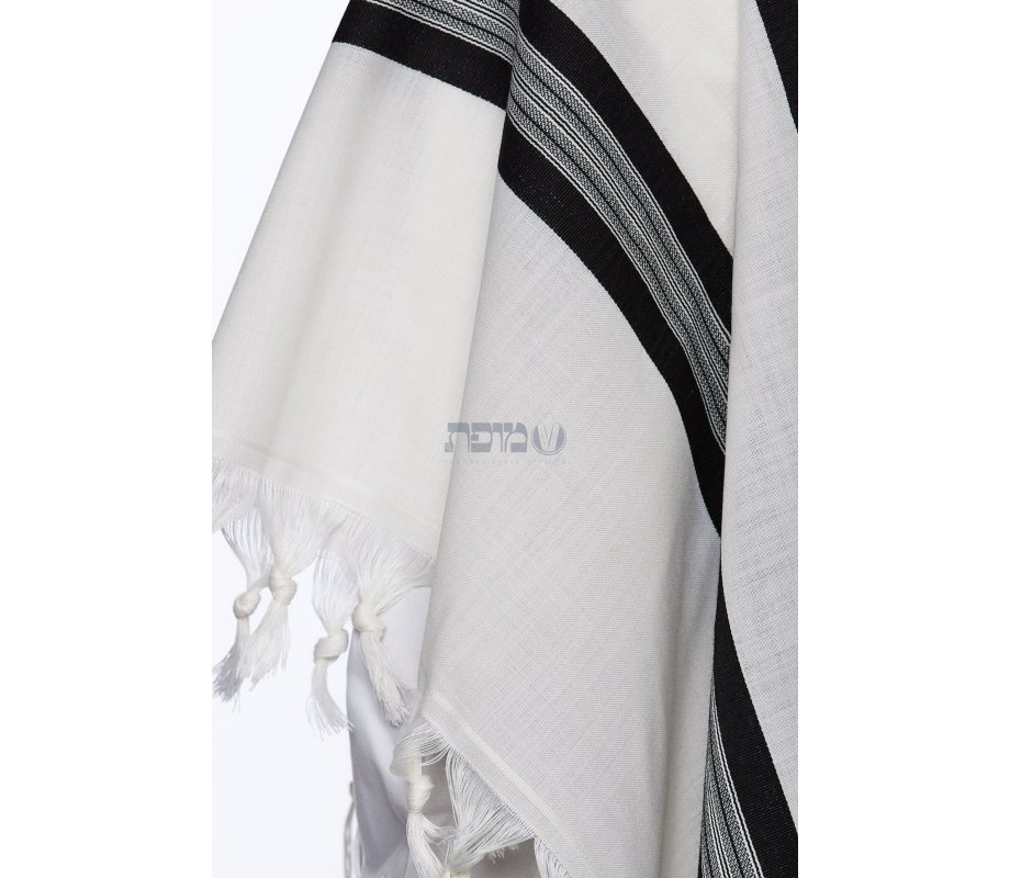 Modim Wool Classic Tallit Prayer Shawl - Black Stripes