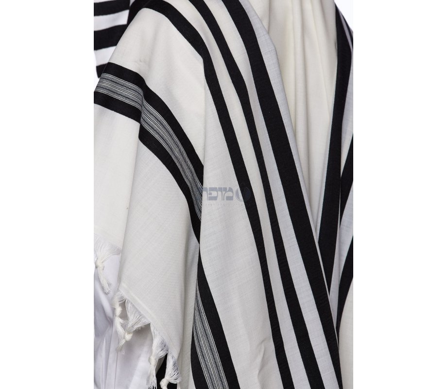 Modim Wool Classic Tallit Prayer Shawl - Black Stripes