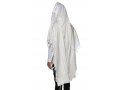 Modim Wool Classic Tallit Prayer Shawl - Shiny White Stripes
