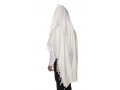 Yishtabach Praise Wool Non Slip Prayer Shawl - Pure White Stripes
